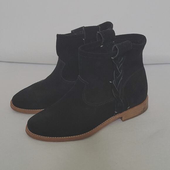 Soludos Black Suede Braided Bootie Size 6 - Picture 1 of 6